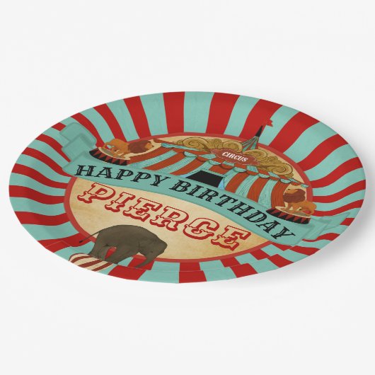 サーカスバースデーパーティハッピーバースデープレート ペーパープレート (アングル)