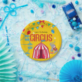 サーカスバースデーパーティーおもしろいイエローカラフル ペーパープレート (パーティー)