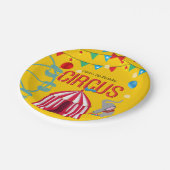 サーカスバースデーパーティーおもしろいイエローカラフル ペーパープレート (アングル)