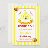 サーカスバースデーパーティーイエロー サンキューカード (正面)