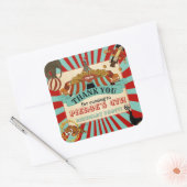 サーカスバースデーパーティーサンキューユユーメッセージカード スクエアシール (封筒)