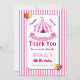 サーカスバースデーパーティーピンク サンキューカード