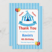 サーカスバースデーパーティーブルー サンキューカード (正面/裏面)