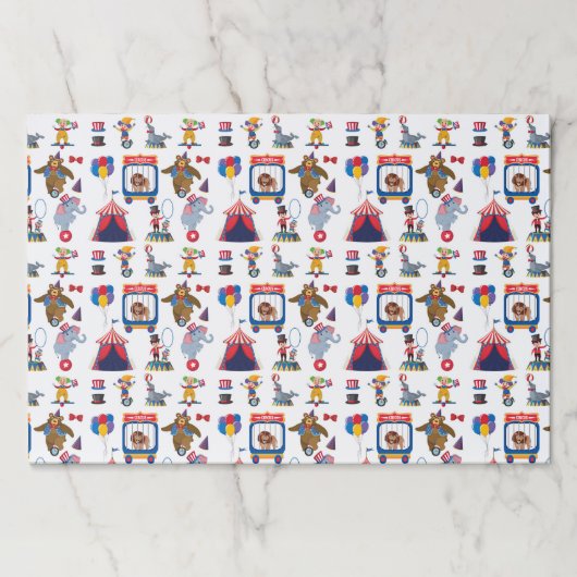 サーカスバースデーパーティーベビーシャワー紙ランチョンマット ペーパーパッド (正面)