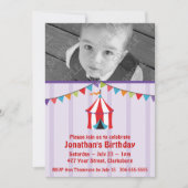 サーカスバースデーパーティー写真テンプレート 招待状 (正面)