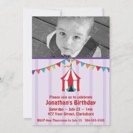サーカスバースデーパーティー写真テンプレート 招待状