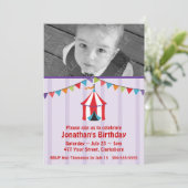 サーカスバースデーパーティー写真テンプレート 招待状 (スタンド正面)