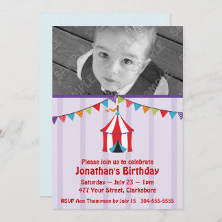 サーカスバースデーパーティー写真テンプレート 招待状