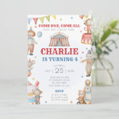 サーカスバースデーパーティー招待カーニバルテーマ 招待状 (スタンド正面)