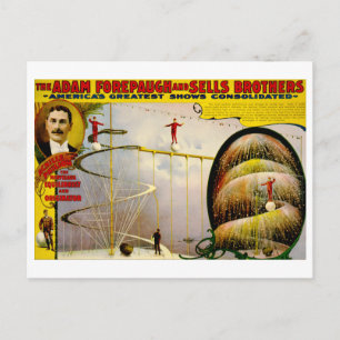 サーカスパフォーマンスヴィンテージ1899ポスター ポストカード