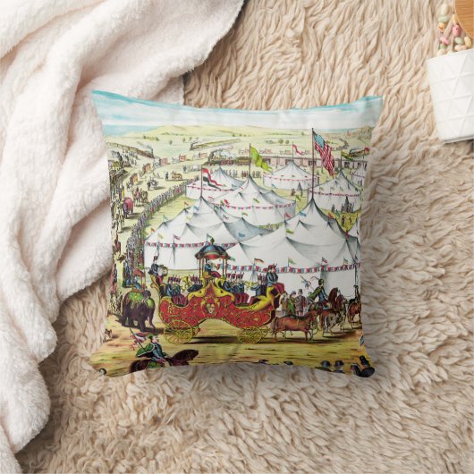 サーカスパレード-ヴィンテージのサーカスの芸術の枕 クッション (ブランケット)