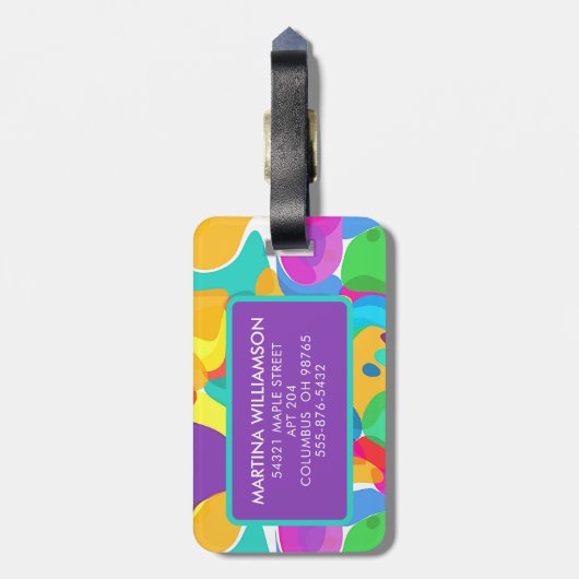 サーカスパーソナライズされたカラー抽象芸術アートパターン ラゲッジタグ (裏面縦)