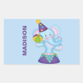サーカスパーソナライズされたゾウのステッカー 長方形シール (正面)