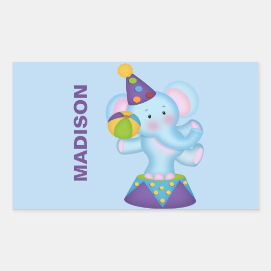 サーカスパーソナライズされたゾウのステッカー 長方形シール (正面)