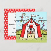 サーカスパーソナライズされたバースデーパーティーの招待 (正面/裏面)