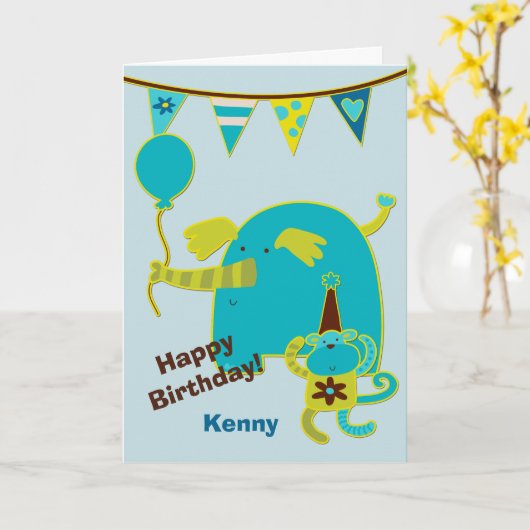 サーカスパーソナライズされた誕生日カード カード (黄色い花)