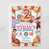 サーカスパーティの招待状2回目の誕生日 招待状 (正面)