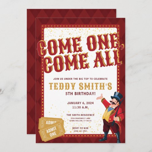 サーカスパーティの招待状 招待状 (正面/裏面)