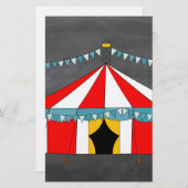 サーカスパーティーとフロントの片側空白ののテント 便箋 (正面/裏面)