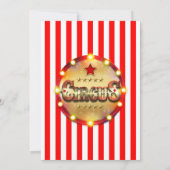 サーカスパーティーイベントレッドホワイト金ゴールド ストライプの 招待状 (裏面)