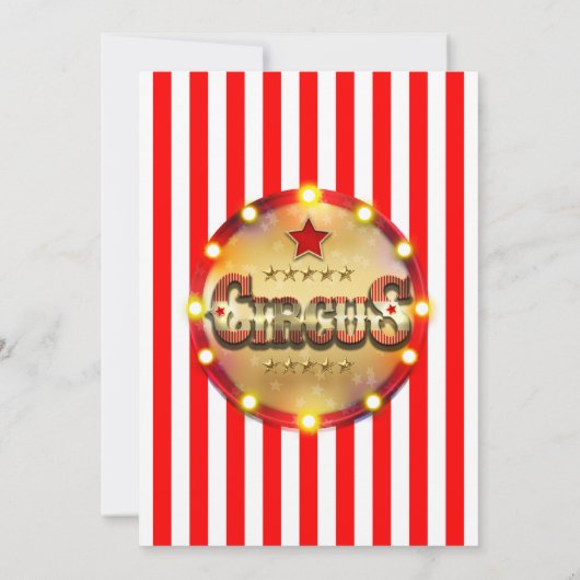 サーカスパーティーイベントレッドホワイト金ゴールド ストライプの 招待状 (裏面)