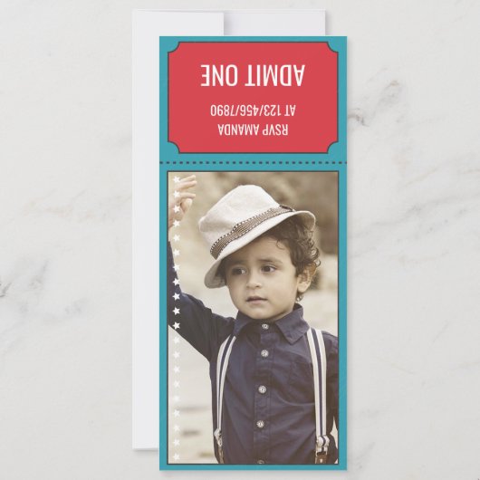 サーカスパーティーチケット子供の誕生日パーティー追加フォト 招待状 (裏面)