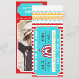 サーカスパーティーチケット キッズパーティー 写真を追加 招待状