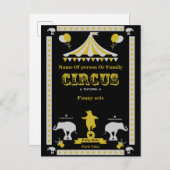 サーカスパーティーポスターとカード インビテーションポストカード (正面/裏面)