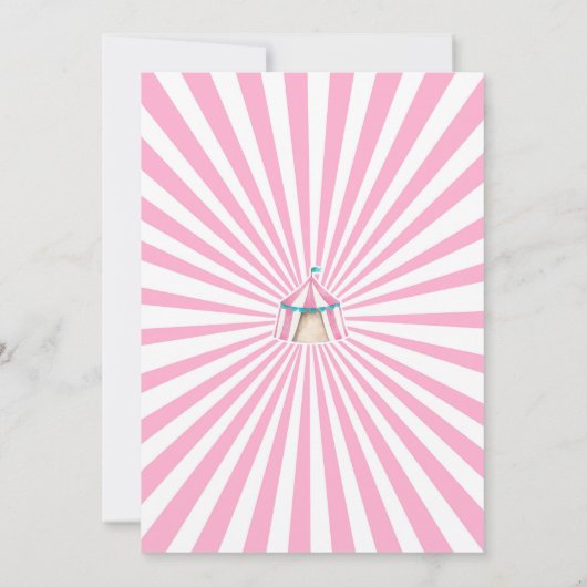 サーカスパーティー動物カーニバルパーティー最初の誕生日 招待状 (裏面)