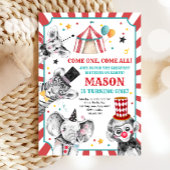 サーカスパーティー動物カーニバルパーティー最初の誕生日 招待状