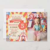 サーカスパーティー動物カーニバルパーティー誕生日写真 招待状 (正面)