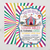 サーカスパーティー招待状男子用 招待状 (正面/裏面)