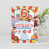 サーカスパーティー招待状 6歳の誕生日 招待状 (スタンド正面)