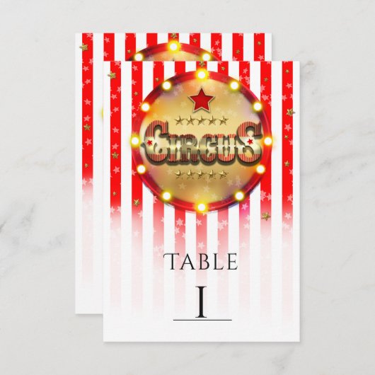 サーカスパーティー 赤白金 ストライプ テーブルナンバー (正面/裏面)
