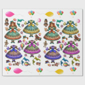 サーカスビクトリアンガール紙の人形とドレス ラッピングペーパー (フラット)