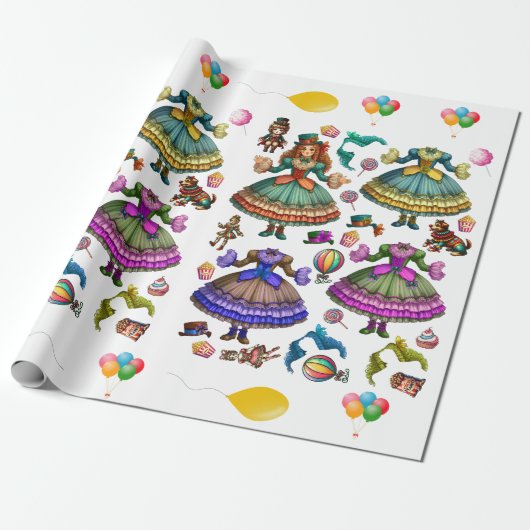 サーカスビクトリアンガール紙の人形とドレス ラッピングペーパー (アンロールド)