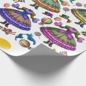 サーカスビクトリアンガール紙の人形とドレス ラッピングペーパー (角)