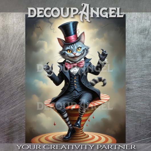 サーカスビクトリアンチェシャーキャット – Decopage 薄葉紙