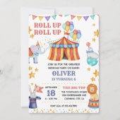 サーカスビッグトップかわいい動物の子供の誕生日パーティー 招待状 (正面)