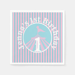 サーカスビッグトップ誕生日パーティー任意の年齢少女 スタンダードカクテルナプキン