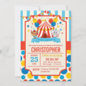 サーカスビッグトップ誕生日パーティー 招待状 (正面)