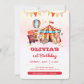 サーカスビッグトップ1stバースデーフォト招待状 招待状 (正面)