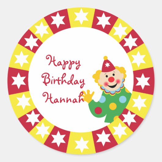 サーカスピエロとスターズステッカー ラウンドシール (正面)