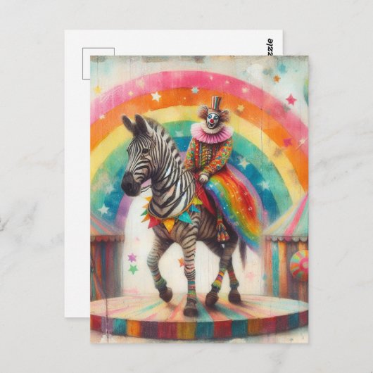 サーカスピエロとゼブラ ポストカード (正面/裏面)