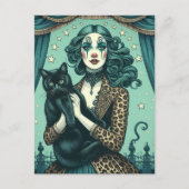 サーカスピエロとブラック子猫 ポストカード (正面)