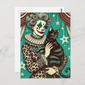 サーカスピエロウーマンと黒猫 ポストカード (正面/裏面)