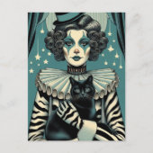 サーカスピエロウーマンと黒猫 ポストカード (正面)