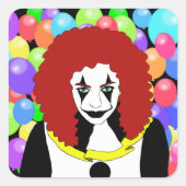 サーカスピエロガール邪悪な女性ホラーゴシックアート スクエアシール (正面)