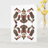 サーカスピエロボーイ多関節紙人形 カード (黄色い花)