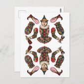 サーカスピエロ少年の関節紙人形の切り抜き ポストカード (正面/裏面)